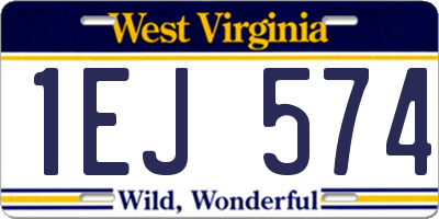 WV license plate 1EJ574