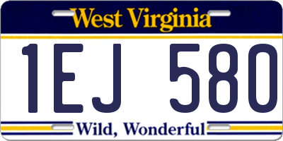 WV license plate 1EJ580