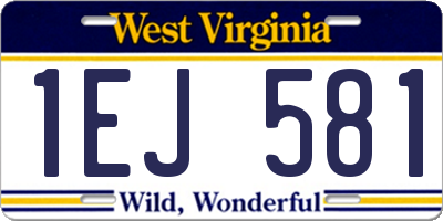 WV license plate 1EJ581