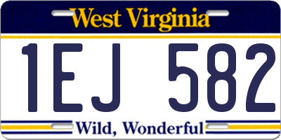 WV license plate 1EJ582