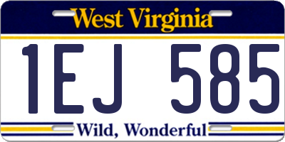 WV license plate 1EJ585