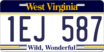 WV license plate 1EJ587
