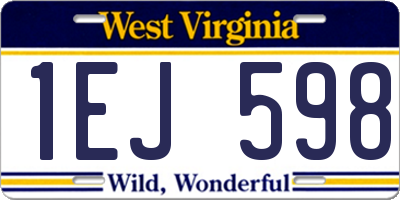 WV license plate 1EJ598