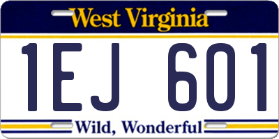WV license plate 1EJ601