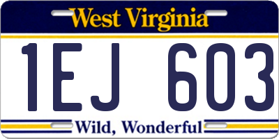 WV license plate 1EJ603