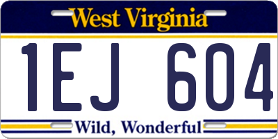 WV license plate 1EJ604