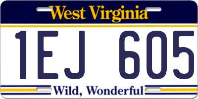 WV license plate 1EJ605