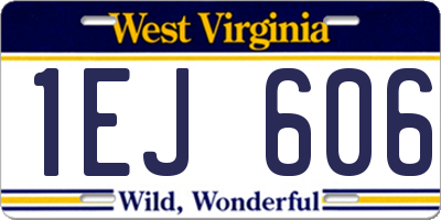 WV license plate 1EJ606