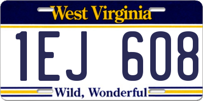 WV license plate 1EJ608
