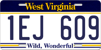 WV license plate 1EJ609