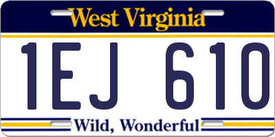 WV license plate 1EJ610