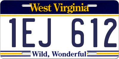 WV license plate 1EJ612