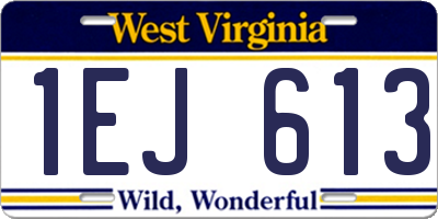 WV license plate 1EJ613