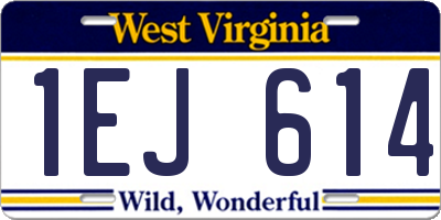 WV license plate 1EJ614