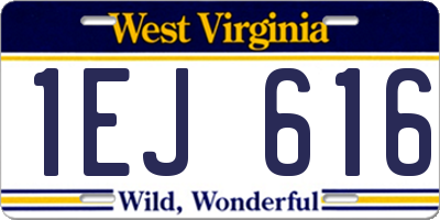 WV license plate 1EJ616