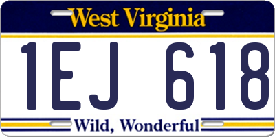 WV license plate 1EJ618