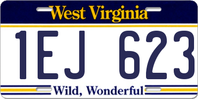 WV license plate 1EJ623