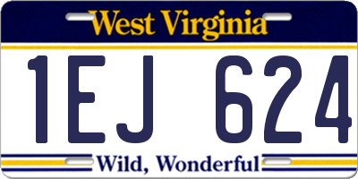WV license plate 1EJ624