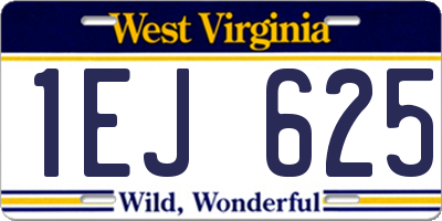 WV license plate 1EJ625