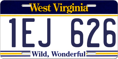 WV license plate 1EJ626
