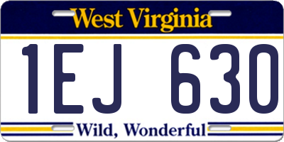 WV license plate 1EJ630