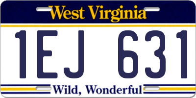WV license plate 1EJ631
