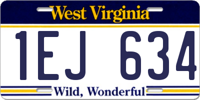 WV license plate 1EJ634