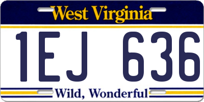 WV license plate 1EJ636
