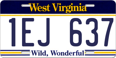 WV license plate 1EJ637