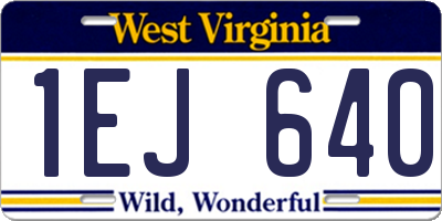 WV license plate 1EJ640