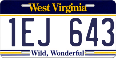 WV license plate 1EJ643