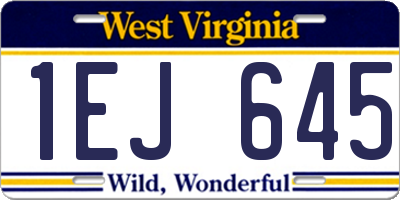 WV license plate 1EJ645
