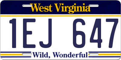 WV license plate 1EJ647