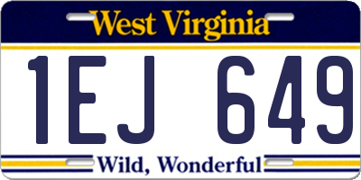 WV license plate 1EJ649