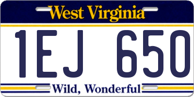 WV license plate 1EJ650