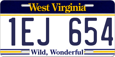 WV license plate 1EJ654