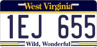 WV license plate 1EJ655