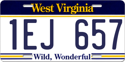 WV license plate 1EJ657