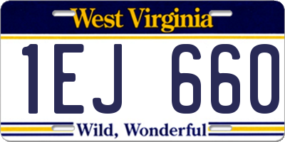 WV license plate 1EJ660