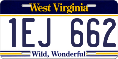 WV license plate 1EJ662