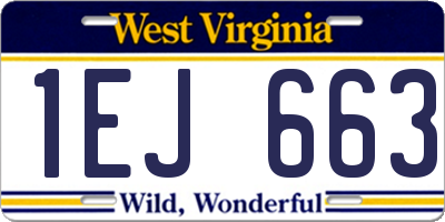 WV license plate 1EJ663
