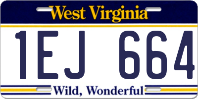 WV license plate 1EJ664
