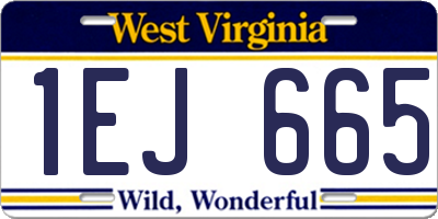 WV license plate 1EJ665