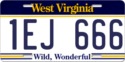 WV license plate 1EJ666