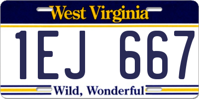 WV license plate 1EJ667