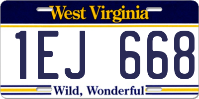WV license plate 1EJ668