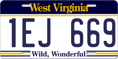 WV license plate 1EJ669