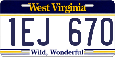 WV license plate 1EJ670