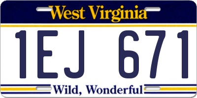 WV license plate 1EJ671