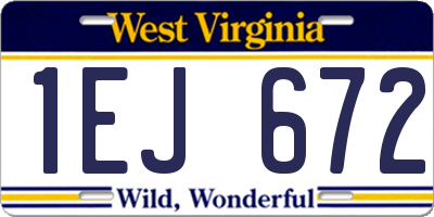 WV license plate 1EJ672